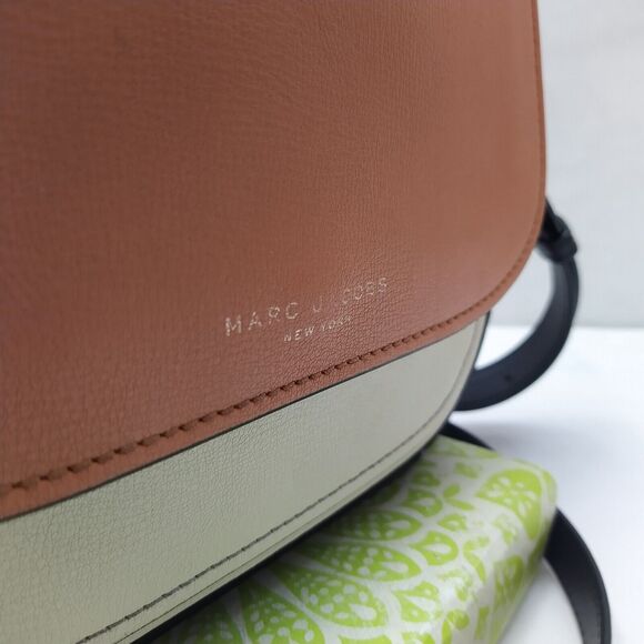 Marc Jacobs Mini Rider Colorblock Brown Leather Saddle Crossbody Bag - Picture 4 of 16